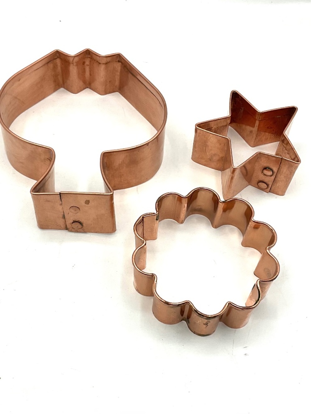 Lot: 3 Copper Cookie Cutters